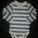 NWOT Lindex Boutique Baby Boy Long Sleeve Blue White Striped Bodysuit 12-18 M