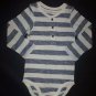 NWOT Lindex Boutique Baby Boy Long Sleeve Blue White Striped Bodysuit 12-18 M