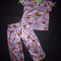 Nickelodeon Dora The Explorer Girls Purple Silky Short Sleeve Pajamas Set Size 4