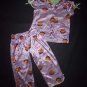 Nickelodeon Dora The Explorer Girls Purple Silky Short Sleeve Pajamas Set Size 4