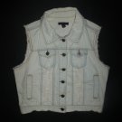 Material Girl Junior Women's Light Blue Disstressed Denim Jean Vest Size Large