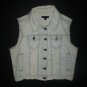 Material Girl Junior Women's Light Blue Disstressed Denim Jean Vest Size Large
