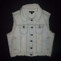 Material Girl Junior Women's Light Blue Disstressed Denim Jean Vest Size Large