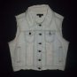 Material Girl Junior Women's Light Blue Disstressed Denim Jean Vest Size Large