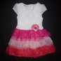 Youngland Girls White Eyelet Lace Pink Ruffle Tutu Dress Size 4