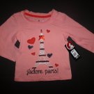 NWT Sprockets Baby Girl Pink J'Adore Paris Eiffel Tower Long Sleeve Shirt 18 M