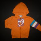 Body Glove Baby Girls Orange Hooded Hoodie Sweater Jacket 18 Months