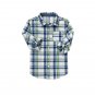 NWT Crazy 8 Blue Green Plaid Boys Long Sleeve Button Down Shirt Small 5-6