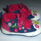The Children's Place Baby Girls Blue Denim Floral Sneakers Crib Shoes 0-3 Months
