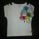 Deux Par Deux Girls White Short Sleeve Flower Shirt Size 4