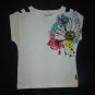 Deux Par Deux Girls White Short Sleeve Flower Shirt Size 4