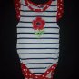 Gerber Baby Girls Blue White Striped Red Flower 4th of July Bodysuit 3-6 Months