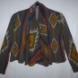 Audrey 3+1 Womens Aztec Tribal Crop Sweater Shawl Open Front Cardigan Size Small