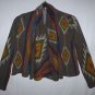 Audrey 3+1 Womens Aztec Tribal Crop Sweater Shawl Open Front Cardigan Size Small