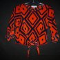 Moa Moa Girls Orange Blue 3/4 Sleeve Blouse Shirt Small