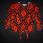 Moa Moa Girls Orange Blue 3/4 Sleeve Blouse Shirt Small