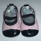 Baby Girl Pink Black Silver Ballerina Ballet Flats Crib Shoes 3-6 Months