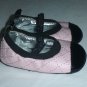 Baby Girl Pink Black Silver Ballerina Ballet Flats Crib Shoes 3-6 Months