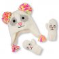NWT The Children's Place Girls Shimmery Panda Pom Pom Hat Mittens Set 6-12 M