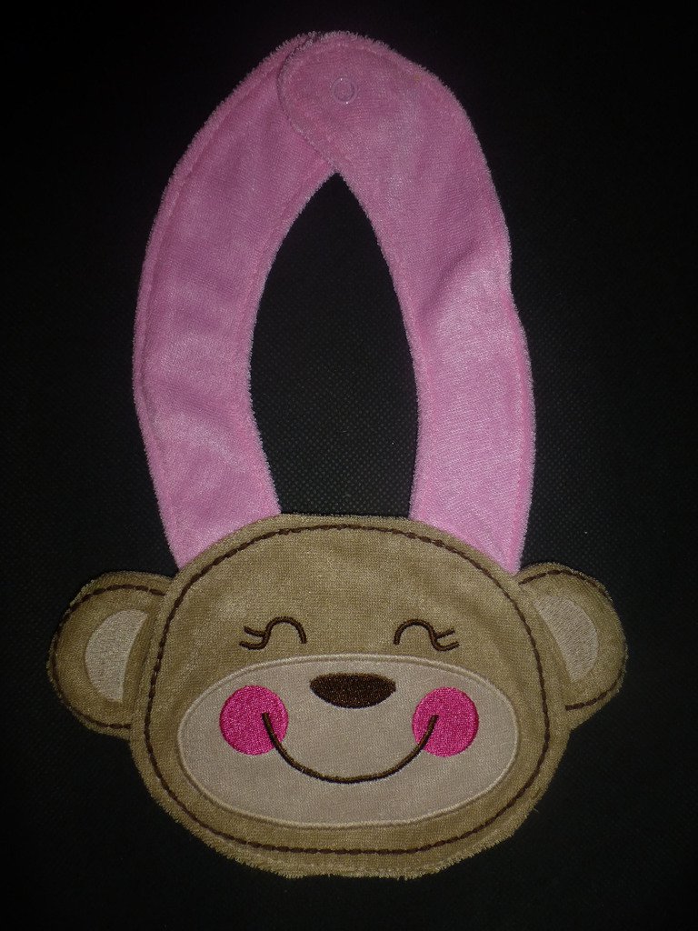 NEW Carter's Pink Monkey Baby Girl Terry Cloth Teething Drool Bib