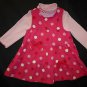 Rare Too Pink Polka Dot Girls Long Sleeve Shirt & Corduroy Dress Outfit Set 3T