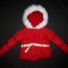 Crazy 8 Girls Red Hooded Faux Fur Winter Fall Coat Jacket 4/5