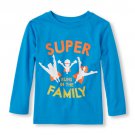 NWT The Childrens Place Boy "Super Runs in the Family" Blue Long Sleeve Shirt 2T