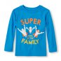 NWT The Childrens Place Boy "Super Runs in the Family" Blue Long Sleeve Shirt 2T
