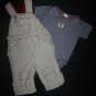 Baby Gap Boys Blue Striped Bodysuit & Beige Overalls 4th of July Outfit 6-12 M