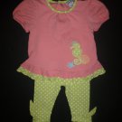 Hartstrings Baby Girls Pink Seahorse Tunic Green Leggings Outfit 18 Months