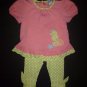 Hartstrings Baby Girls Pink Seahorse Tunic Green Leggings Outfit 18 Months