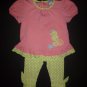 Hartstrings Baby Girls Pink Seahorse Tunic Green Leggings Outfit 18 Months