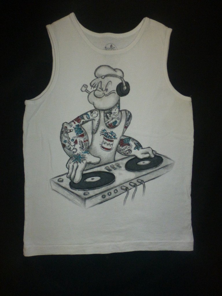 Popeye Men's White Tank Top Shirt Medium