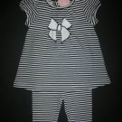 NWT First Impressions Baby Girl Black White Striped Tunic Leggings Outfit 6-9 M