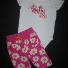Jumping Beans Girls "Pretty Like Mommy" Bodysuit Floral Capri Pants Outfit 12 M