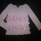 Gap Girls Pink Long Sleeve Sequin Ruffle Shirt 4-5