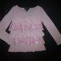 Gap Girls Pink Long Sleeve Sequin Ruffle Shirt 4-5