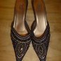 Starlet by Star Jones Womens Brown Sequin Beaded Low Heels Pumps Shoes Size 8..5