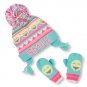 NWT The Childrens Place Girls Smile Emoji Fair Isle Hat Mittens Set 6-12 M 2T 3T