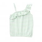 NWT Gymboree Fruit Punch Girls Striped Mint Green 1-Shoulder Tank Top Shirt 8