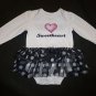 Faded Glory Baby Girl White Sweetheart Black Tutu Romper Dress 3-6 Months
