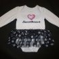 Faded Glory Baby Girl White Sweetheart Black Tutu Romper Dress 3-6 Months