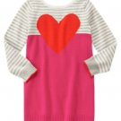 NWT Gymboree Girls Long Sleeve Pink Gray Valentines Day Heart Sweater Dress Sz 4