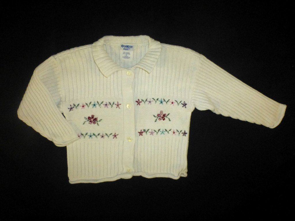 OshKosh Girls White Button Down Knitted Cardigan Sweater Size 3T