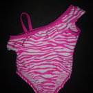 The Children's Place Baby Girl Pink Zebra Striped Ruffle Swimsuit 6-9 Months