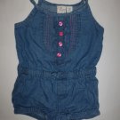 The Children's Place Baby Girl Blue Sleeveless Denim Romper Sunsuit 9-12 Months
