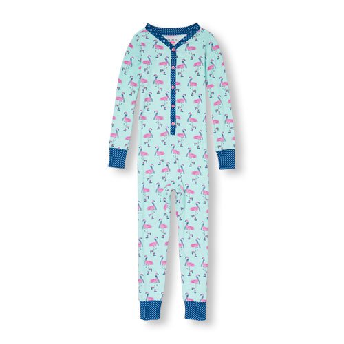 NWT The Children's Place Girls Blue Flamingo Stretchie Romper Sleeper Pajamas 5