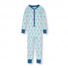 NWT The Children's Place Girls Blue Flamingo Stretchie Romper Sleeper Pajamas 5