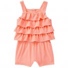 NWT CRAZY 8 Girls Coral Pink Sleeveless Ruffle Romper Sunsuit Size 3T