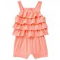 NWT CRAZY 8 Girls Coral Pink Sleeveless Ruffle Romper Sunsuit Size 3T
